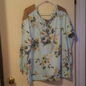 B.E. Stage 3X Mint Floral Long Sleeve Top